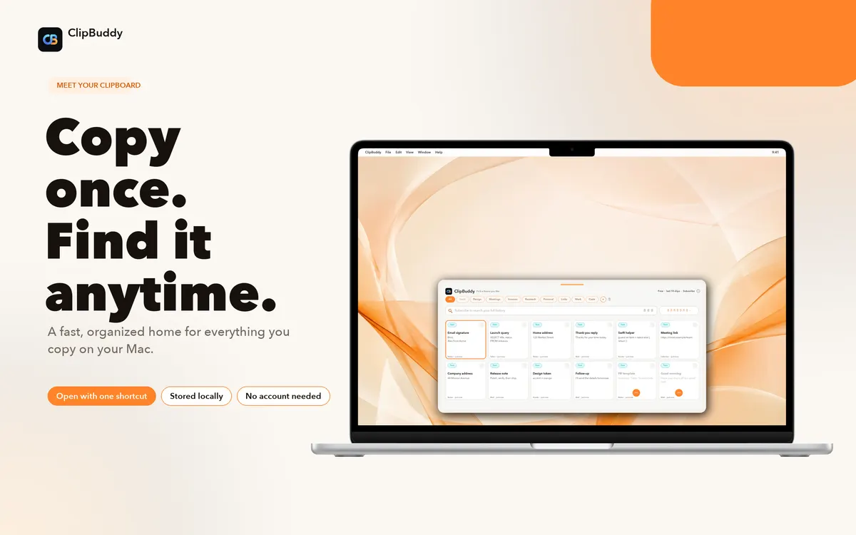 A fast, organized home for everything you copy on your Mac