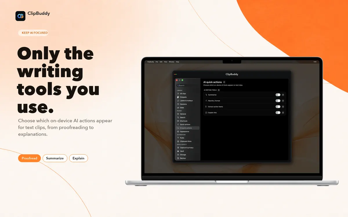 Only the writing tools you use